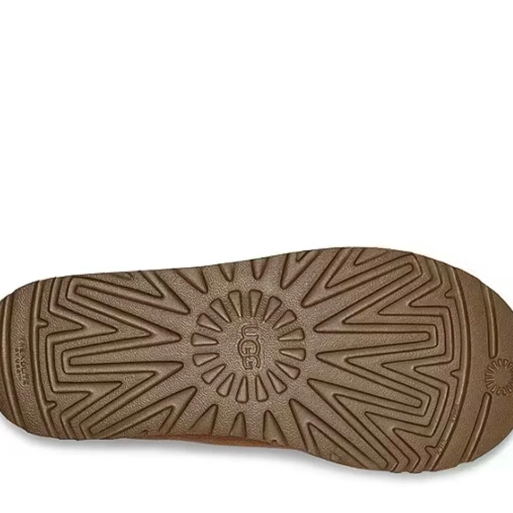 UGG Brown Cozy Suede Slippers with Knitted Trim - Picture 5 of 12